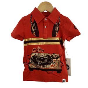 Mini Shatsu‎ Red Polo Gold Foil Screen Printed DJ Turntable 12 Months New